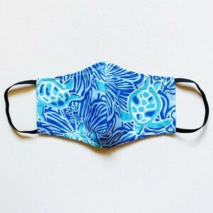 NEW Handmade Blue Turtle Print Face Mask
